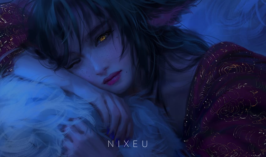 ahri (league of legends) drawn by nixeu