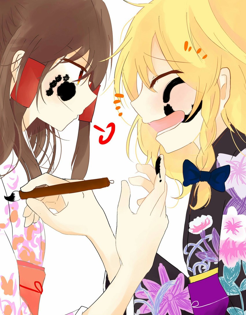 hakurei reimu and kirisame marisa (touhou) drawn by monaka_(monasiba1013)