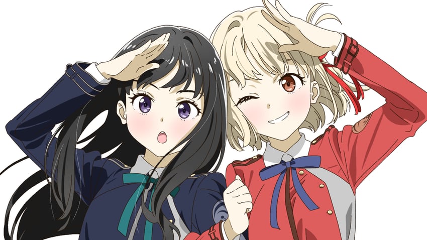 nishikigi chisato and inoue takina (lycoris recoil) drawn by kurako_(42237705)