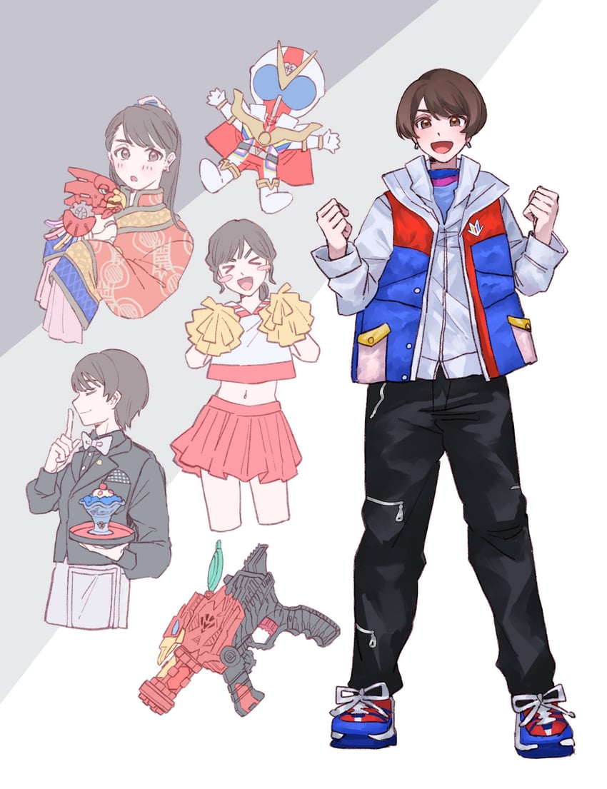 zenkaizer, goshikida kaito, and secchan (super sentai and 1 more) drawn by s767244
