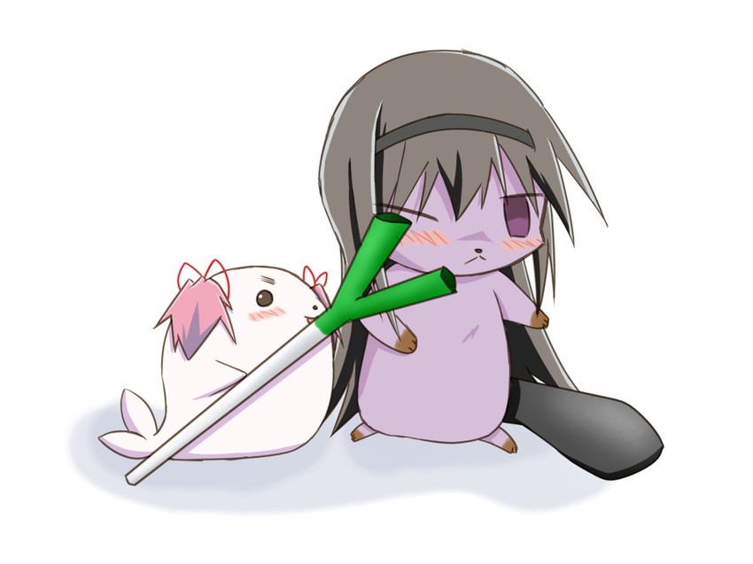 akemi homura, kaname madoka, gomadoka, and homurakko (mahou shoujo madoka magica) drawn by kuuru
