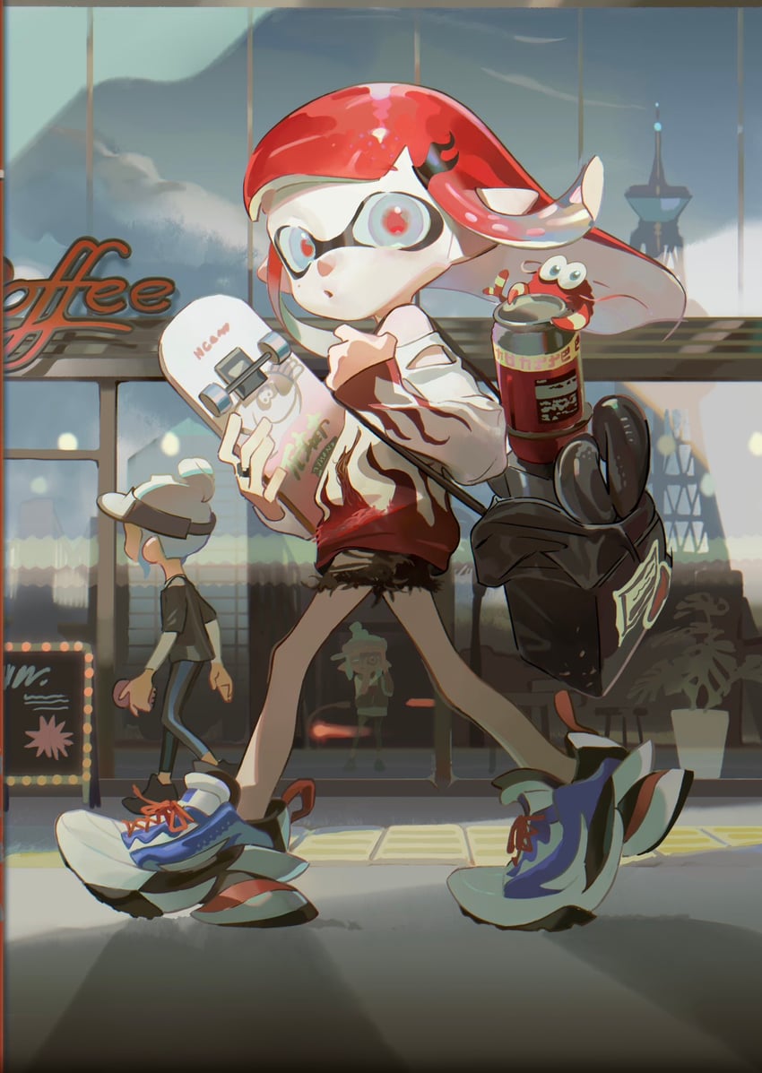 inkling player character, inkling girl, and octoling player character (splatoon) drawn by acuteghost