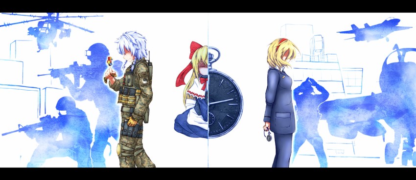 izayoi sakuya, alice margatroid, and shanghai doll (touhou) drawn by yu-shi