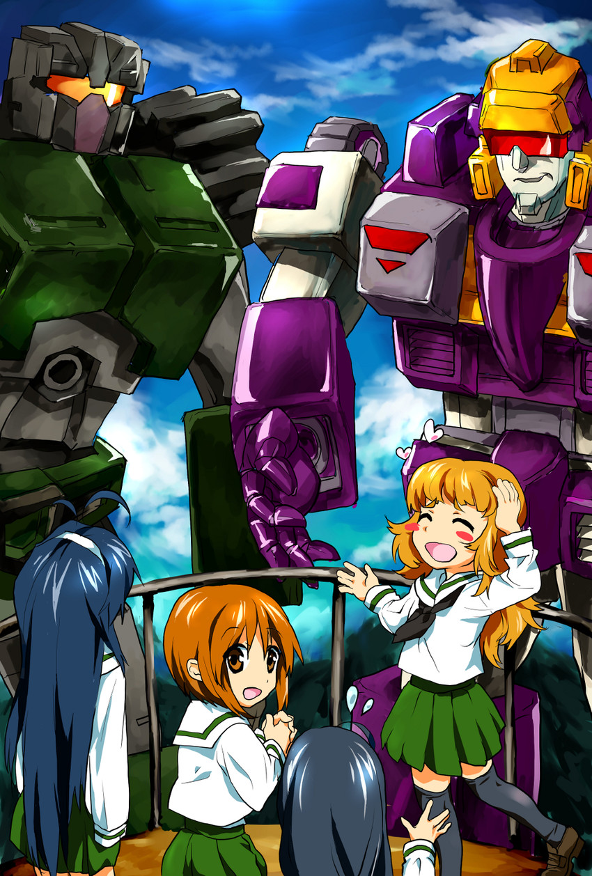 nishizumi miho, takebe saori, reizei mako, isuzu hana, blitzwing, and 1 more (girls und panzer and 2 more) drawn by makutye