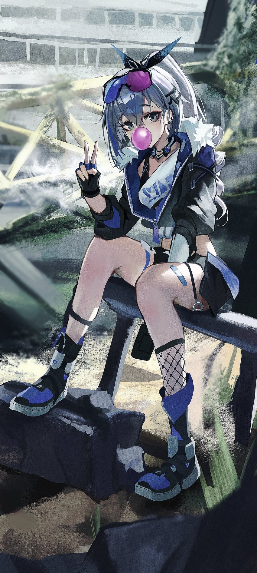 silver wolf (honkai and 1 more) drawn by dotthebot