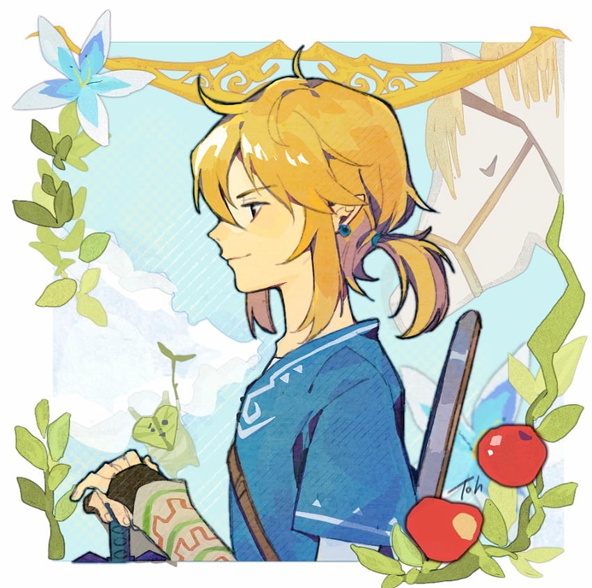 link and korok (the legend of zelda and 1 more) drawn by mi_tang
