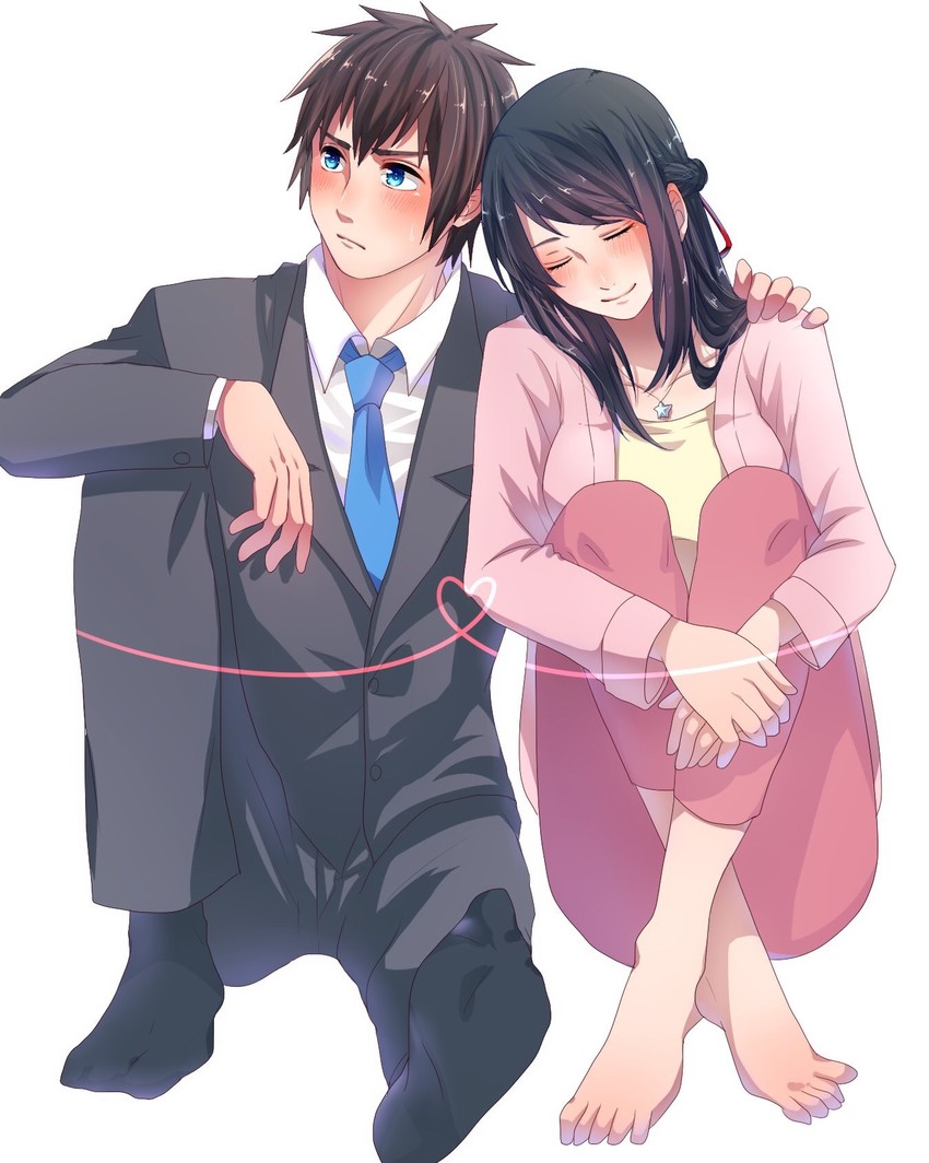 miyamizu mitsuha and tachibana taki (kimi no na wa.) drawn by hanaeda_shiki