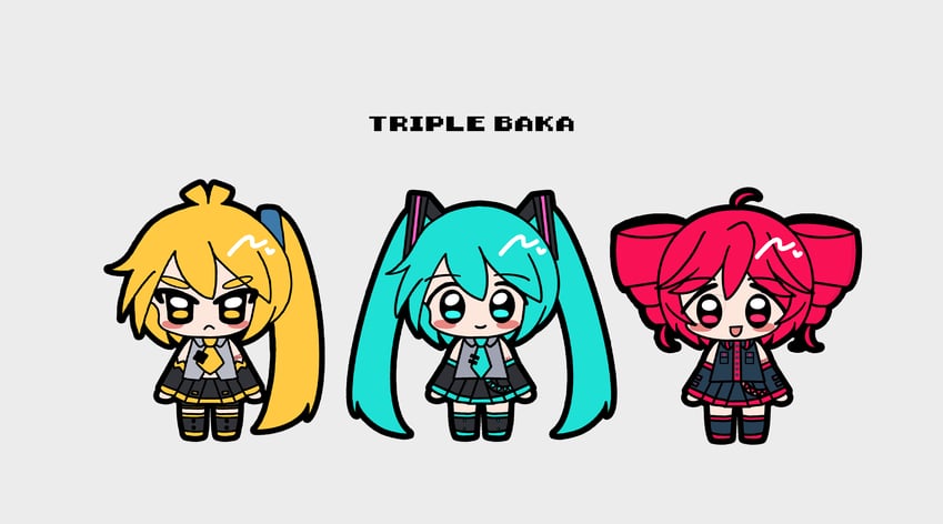 hatsune miku, kasane teto, and akita neru (vocaloid and 2 more) drawn by neirozum