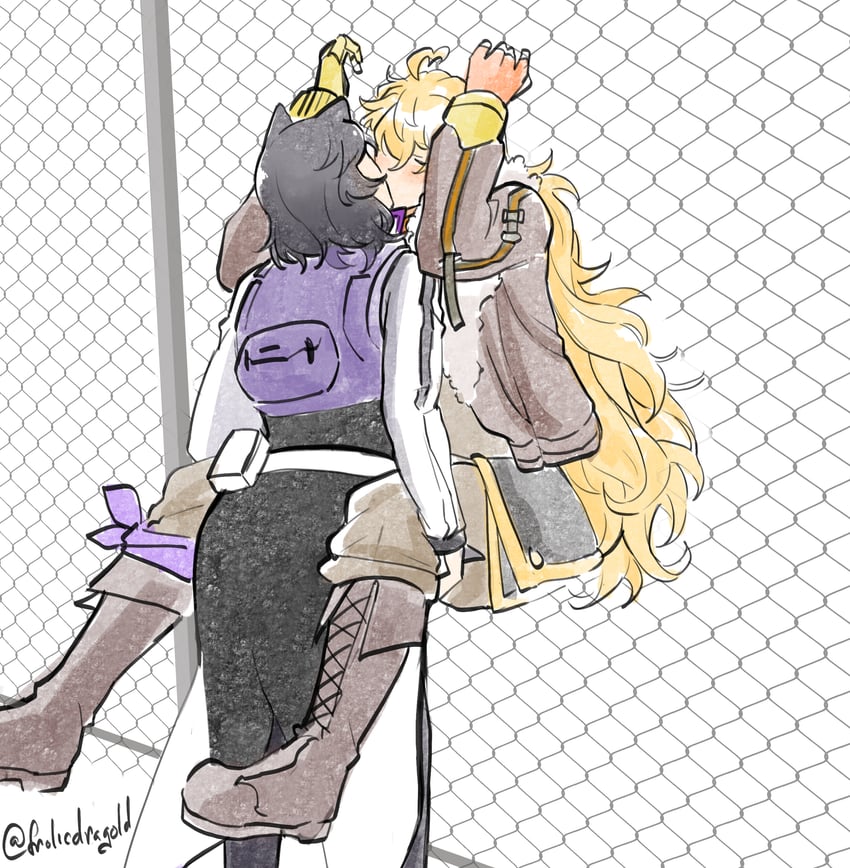 yang xiao long and blake belladonna (rwby) drawn by frolicdragold