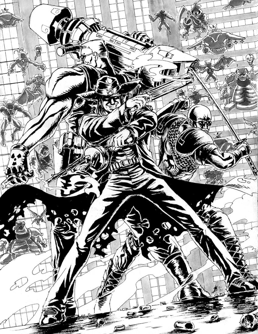 duke nukem, caleb, and lo wang (duke nukem and 3 more) drawn by substance20