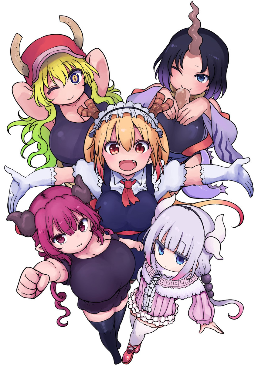 kanna kamui, tohru, lucoa, ilulu, and elma (kobayashi-san chi no maidragon) drawn by cool-kyou_shinja