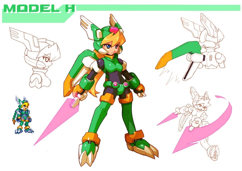 ciel and model h (mega man and 2 more) drawn by tomycase