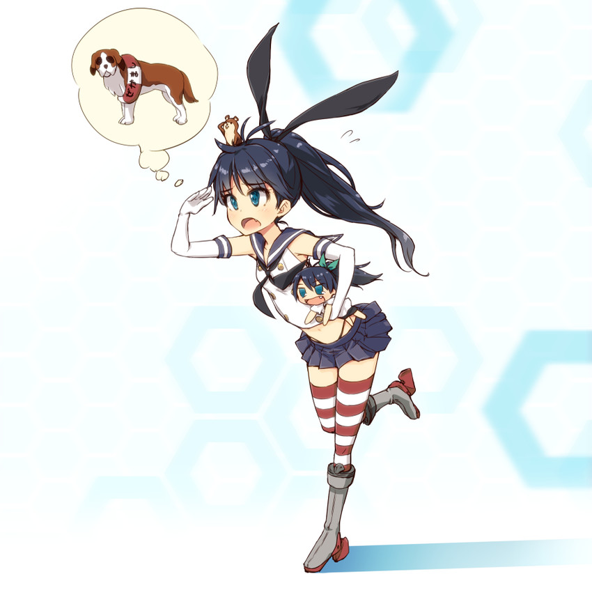 shimakaze, ganaha hibiki, hamuzou, inumi, and chibiki (kantai collection and 2 more) drawn by asterisk_(asterism)