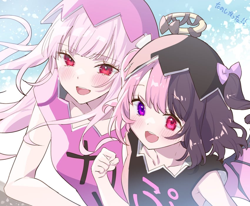 mori calliope and amaki pururu (hololive and 2 more) drawn by kamiya_maneki