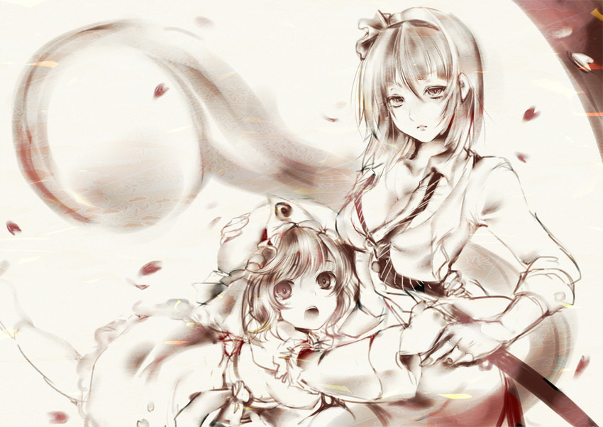 konpaku youmu and saigyouji yuyuko (touhou) drawn by spanking_momoko