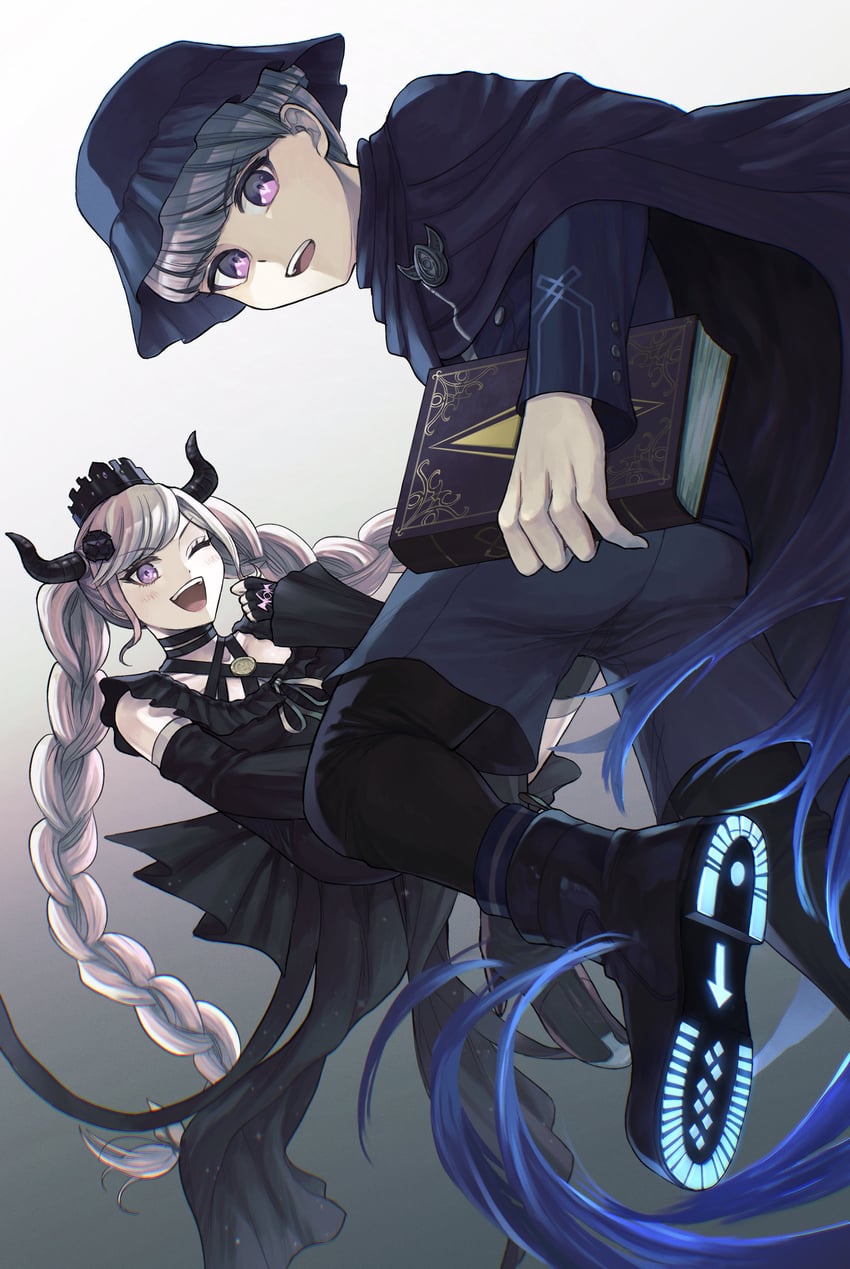 shinigami and yuma kokohead (master detective archives: rain code) drawn by kudo_(kddrv3)