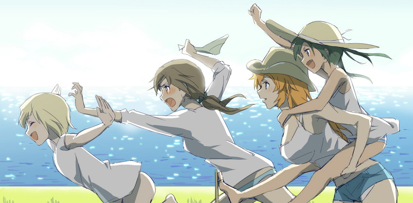 erica hartmann, gertrud barkhorn, charlotte e. yeager, and francesca lucchini (world witches series and 1 more) drawn by kisetsu