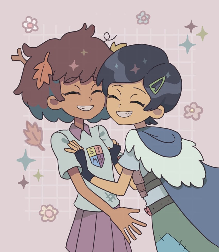 anne boonchuy and marcy wu (amphibia) drawn by junsui_(omori0310)