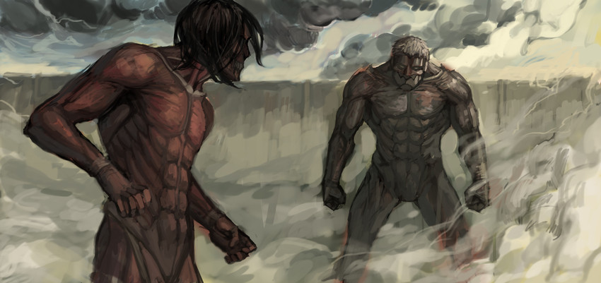 titan, rogue titan, and armored titan (shingeki no kyojin) drawn by ingridpierwsza