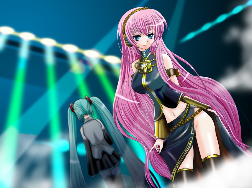 hatsune miku and megurine luka (vocaloid) drawn by kugami_annin