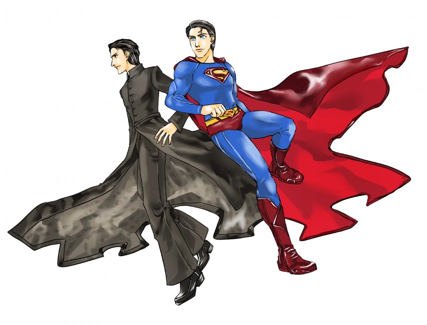 superman and neo (dc comics and 1 more) drawn by hoshikuma_shaare