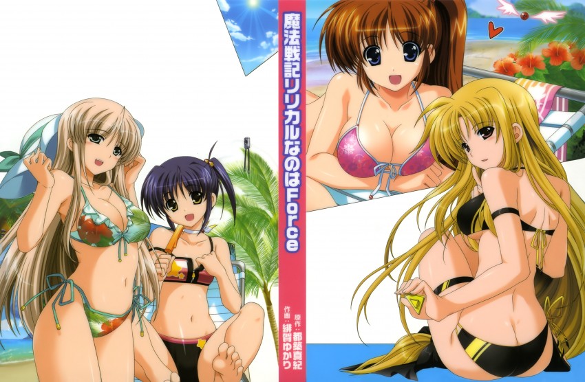 fate testarossa, takamachi nanoha, raising heart, bardiche, lily-strosek, and 2 more (lyrical nanoha and 1 more) drawn by higa_yukari