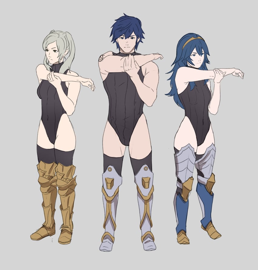 female robin, chrom, and lucina (fire emblem and 2 more) drawn by pomelomelon