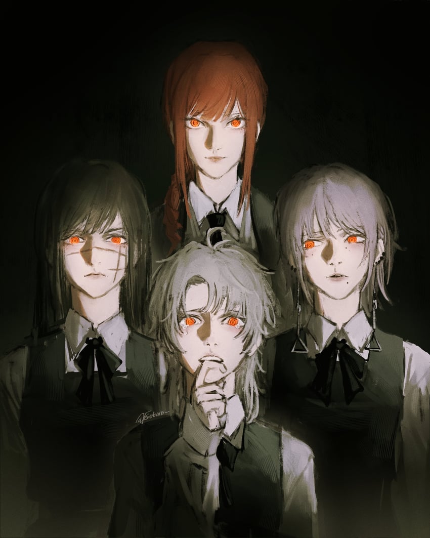 makima, yoru, fami, and famine devil (chainsaw man) drawn by forutaro