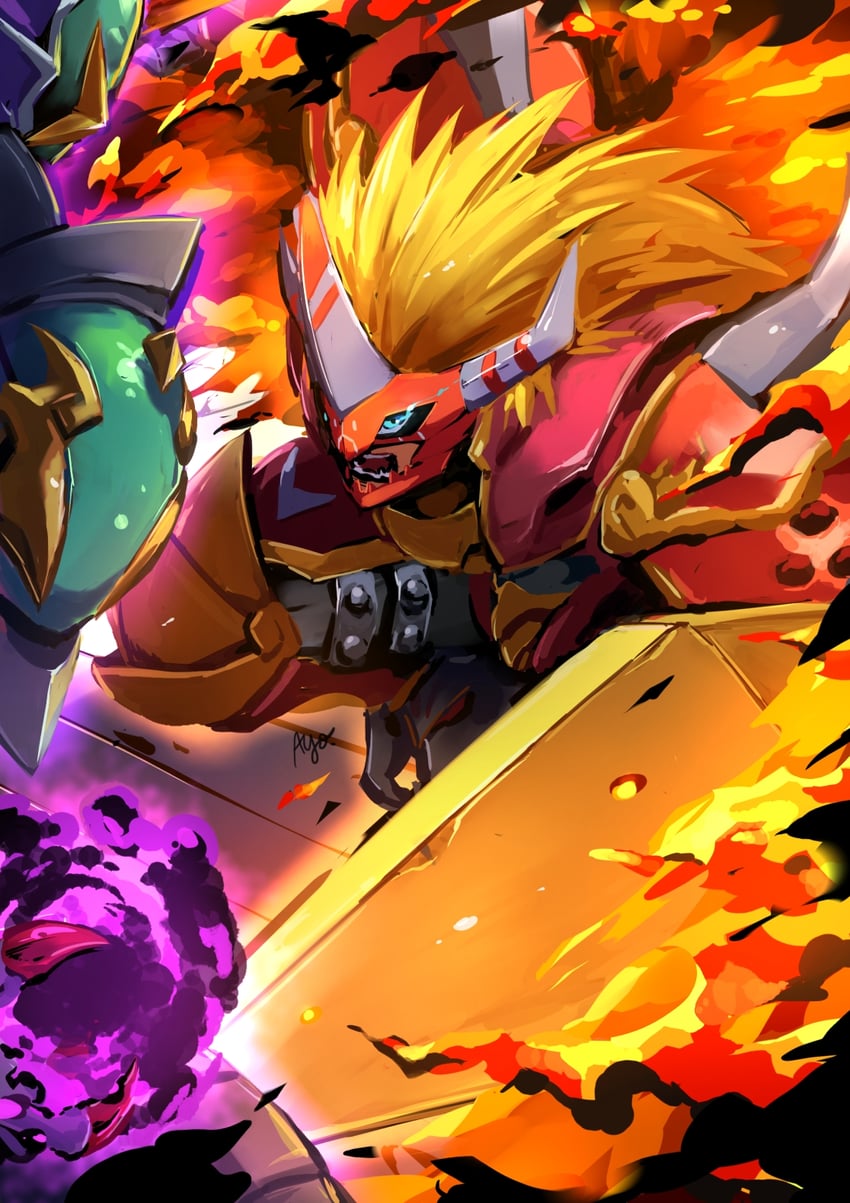 aldamon and blackseraphimon (digimon and 1 more) drawn by ayo_(ayosanri009)