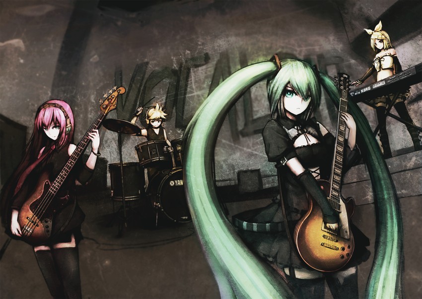 hatsune miku, kagamine rin, kagamine len, and megurine luka (vocaloid) drawn by magic_xiang