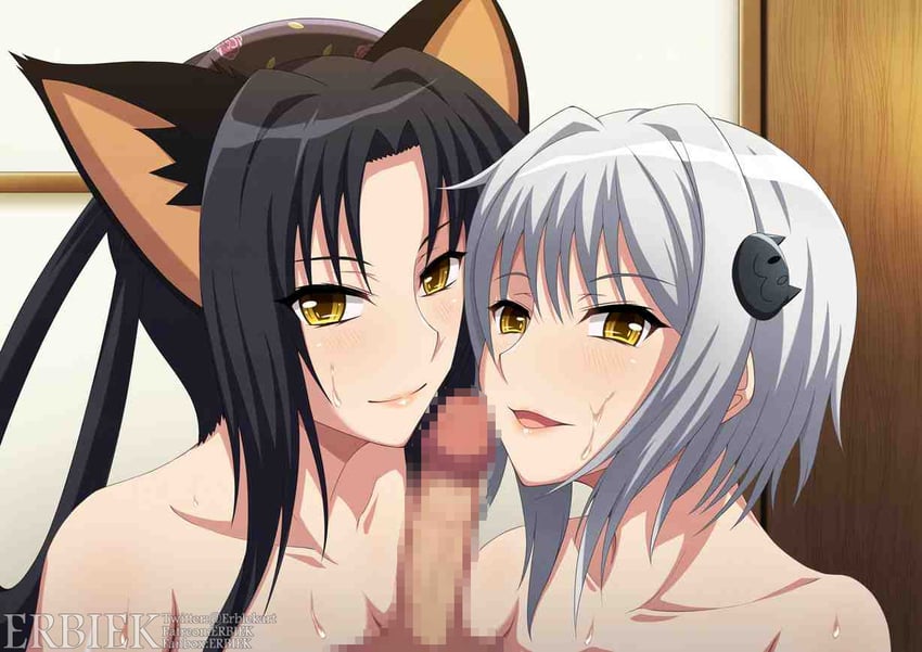 kuroka and toujou koneko (high school dxd) drawn by minaisu