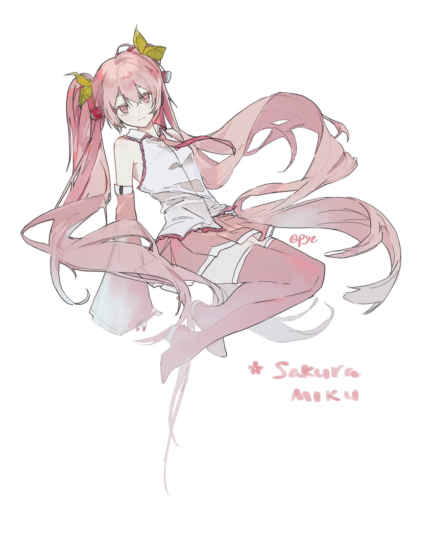 hatsune miku and sakura miku (vocaloid) drawn by pye_yyy