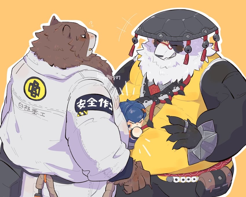 belle, ben bigger, and pan yinhu (zenless zone zero) drawn by hinyo731887