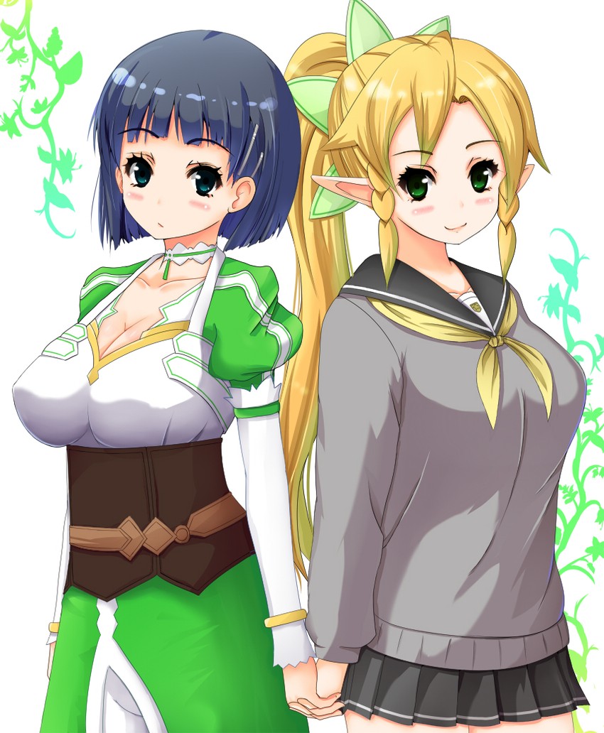 kirigaya suguha and leafa (sword art online) drawn by nagi_uru