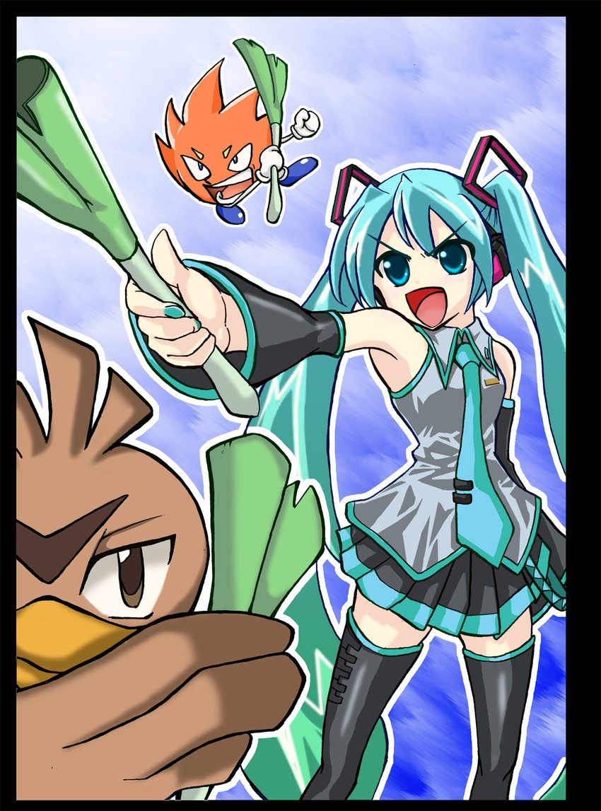 hatsune miku, farfetch'd, and don patch (pokemon and 2 more) drawn by jigokutencyou