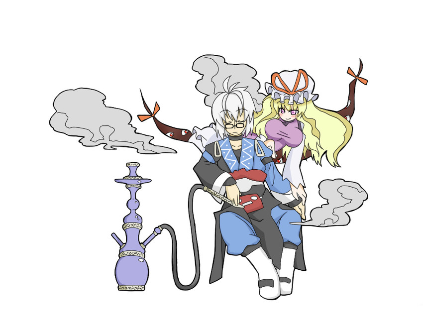 yakumo yukari and morichika rinnosuke (touhou) drawn by sag_(karehabase)