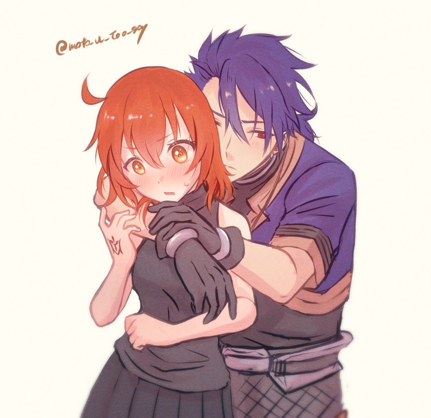 fujimaru ritsuka and cu chulainn (fate and 2 more) drawn by fomnant