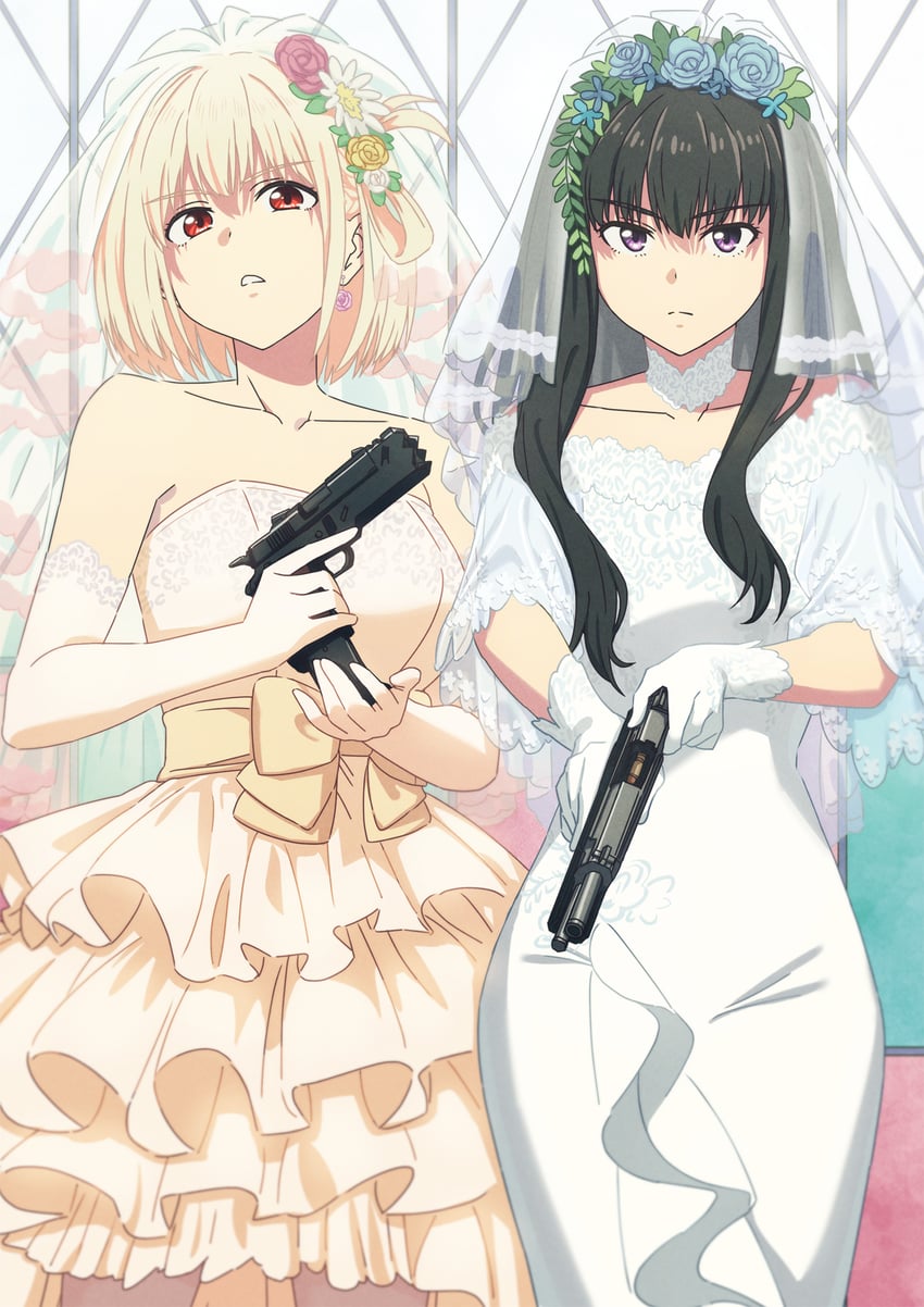 nishikigi chisato and inoue takina (lycoris recoil) drawn by asada7101