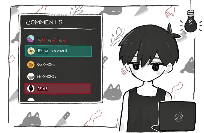 omori and mewo (omori) drawn by ninini_(happy_goody115)