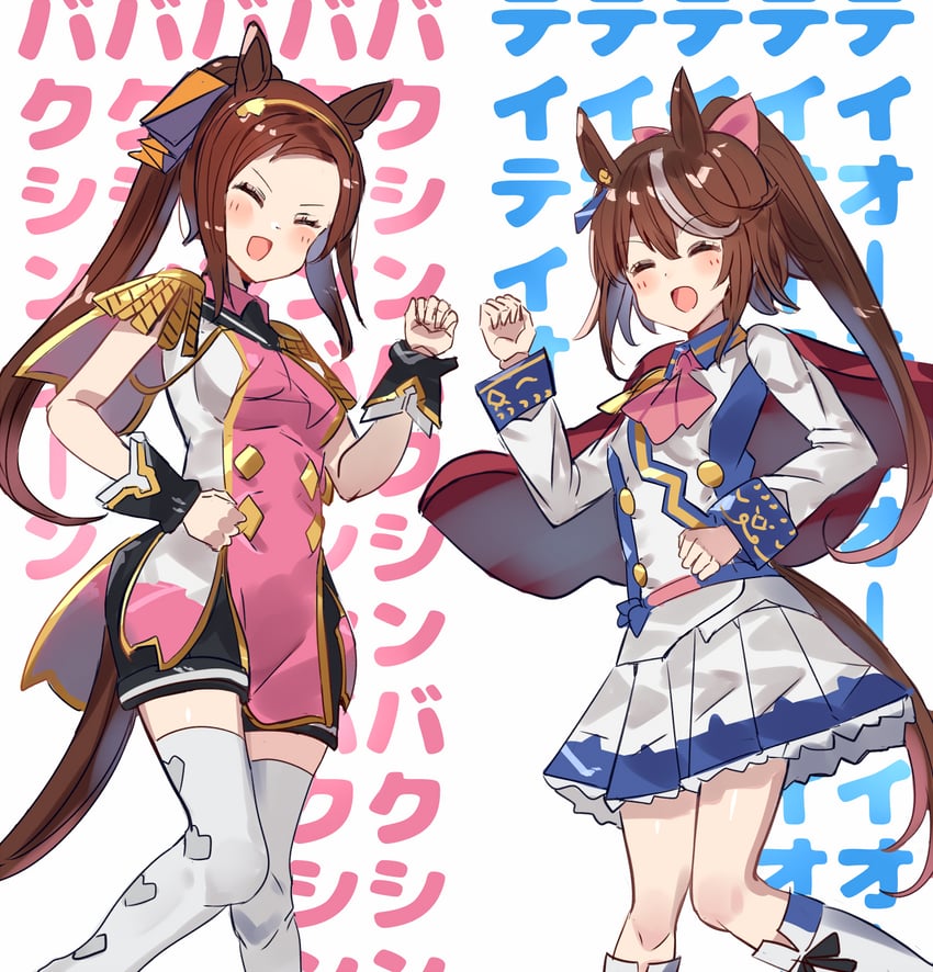 tokai teio and sakura bakushin o (umamusume) drawn by the_olphy