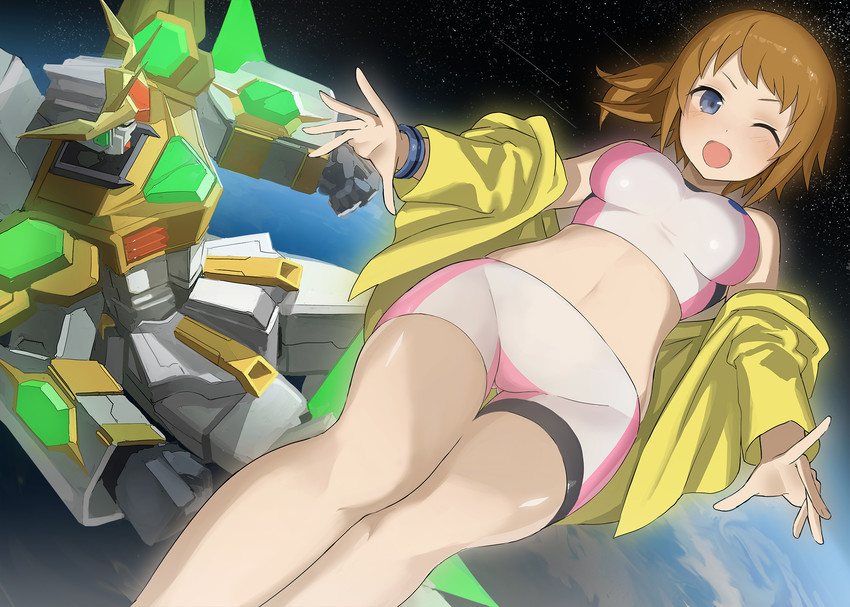 hoshino fumina and star winning gundam (gundam and 2 more) drawn by ccaw