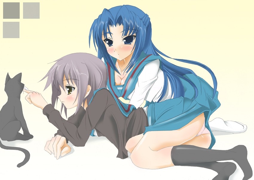 nagato yuki and asakura ryoko (suzumiya haruhi no yuuutsu) drawn by kuroinu_(sonoba_shinogi)