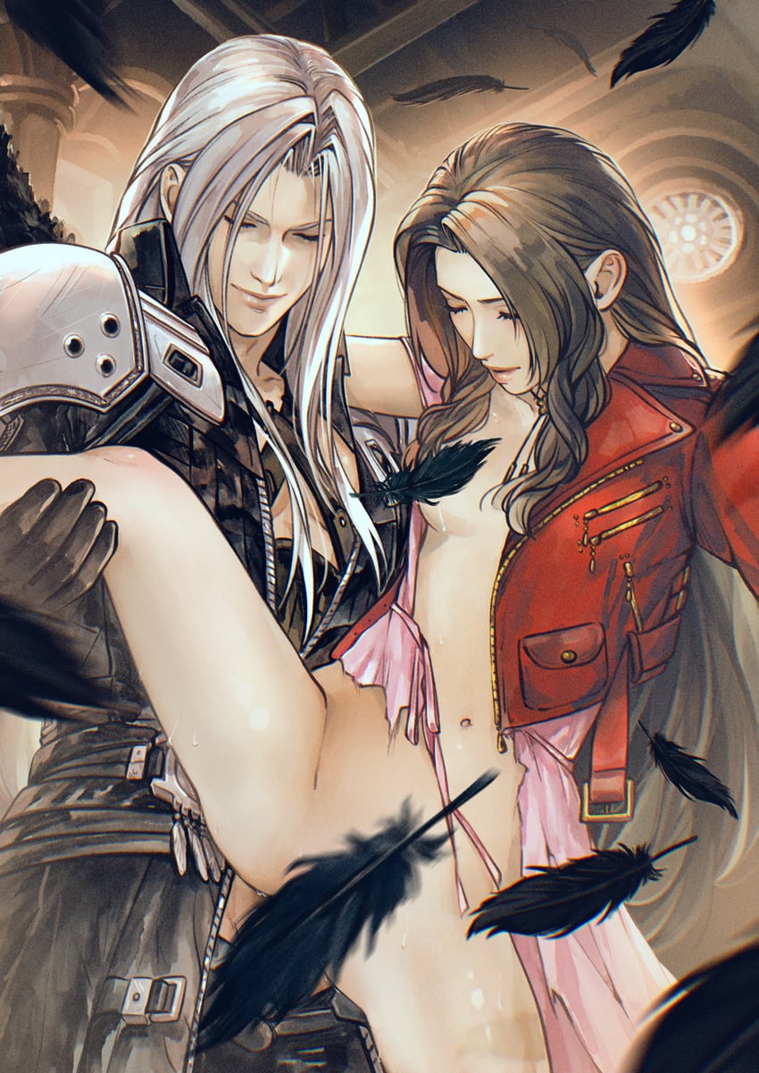 aerith gainsborough and sephiroth (final fantasy and 3 more) drawn by kay-i