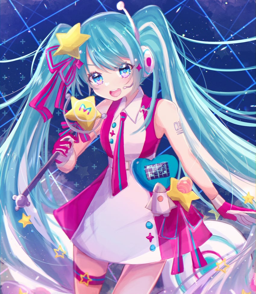hatsune miku and magical mirai miku (vocaloid and 1 more) drawn by tsukizuumi