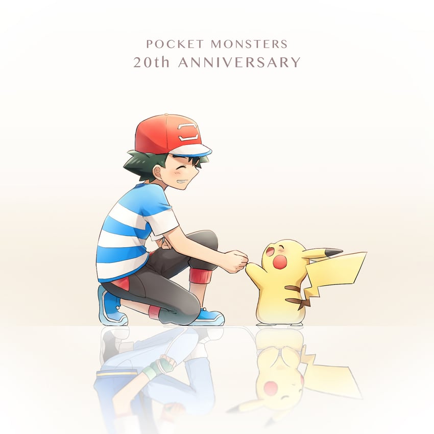 pikachu and ash ketchum (pokemon and 1 more) drawn by ochi_(lokun)