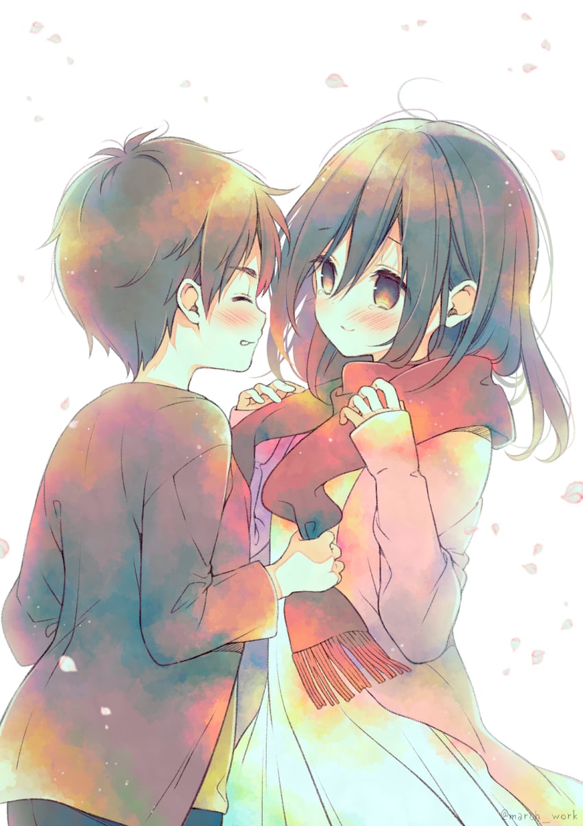 mikasa ackerman and eren yeager (shingeki no kyojin) drawn by march-bunny