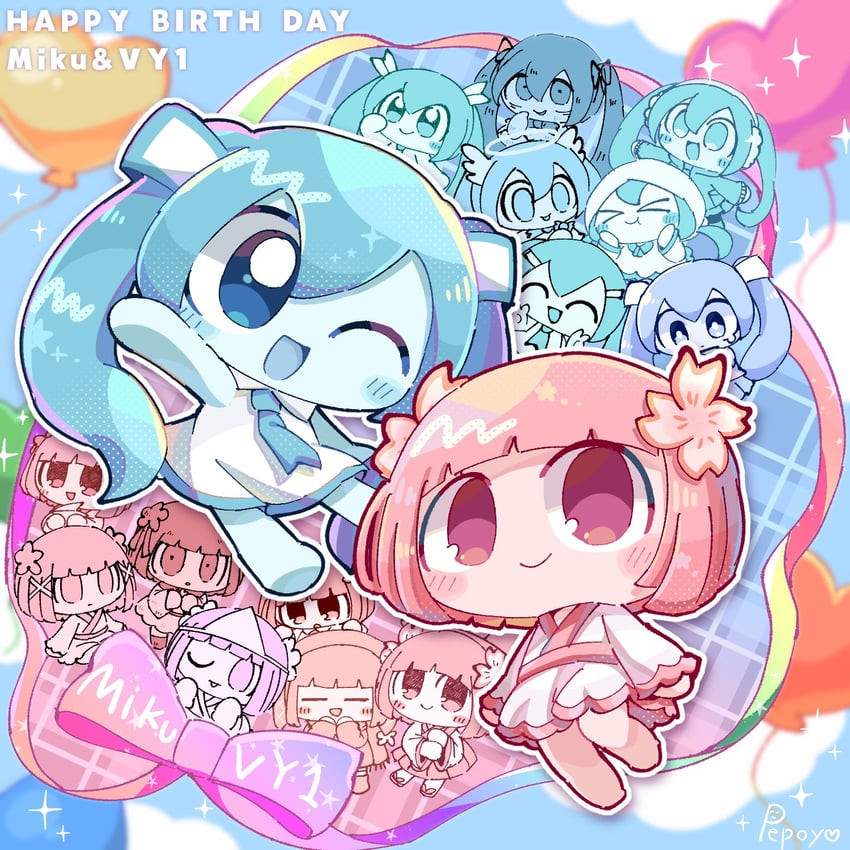 hatsune miku and vy1 (vocaloid and 4 more) drawn by pepoyo