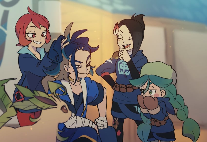 leafeon, adaman, arezu, sabi, mai, and 1 more (pokemon and 1 more) drawn by ukata