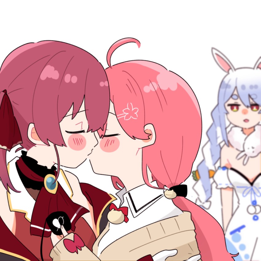 houshou marine, usada pekora, sakura miko, and don-chan (hololive) drawn by sakana_(saka11205)