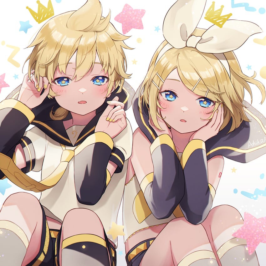 kagamine rin and kagamine len (vocaloid) drawn by ashika_(yftcc948)